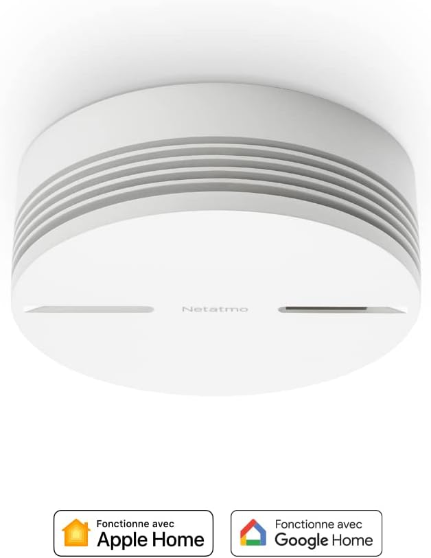 Détecteur de Fumée Intelligent, 10 Ans de Batterie, Tests automatisés, Alarme Incendie connectée sans Box domotique, Certifié NF et EN14604, NSA-FR, Unique, Blanc Détecteur Fumée 1x Détecteur Fumée