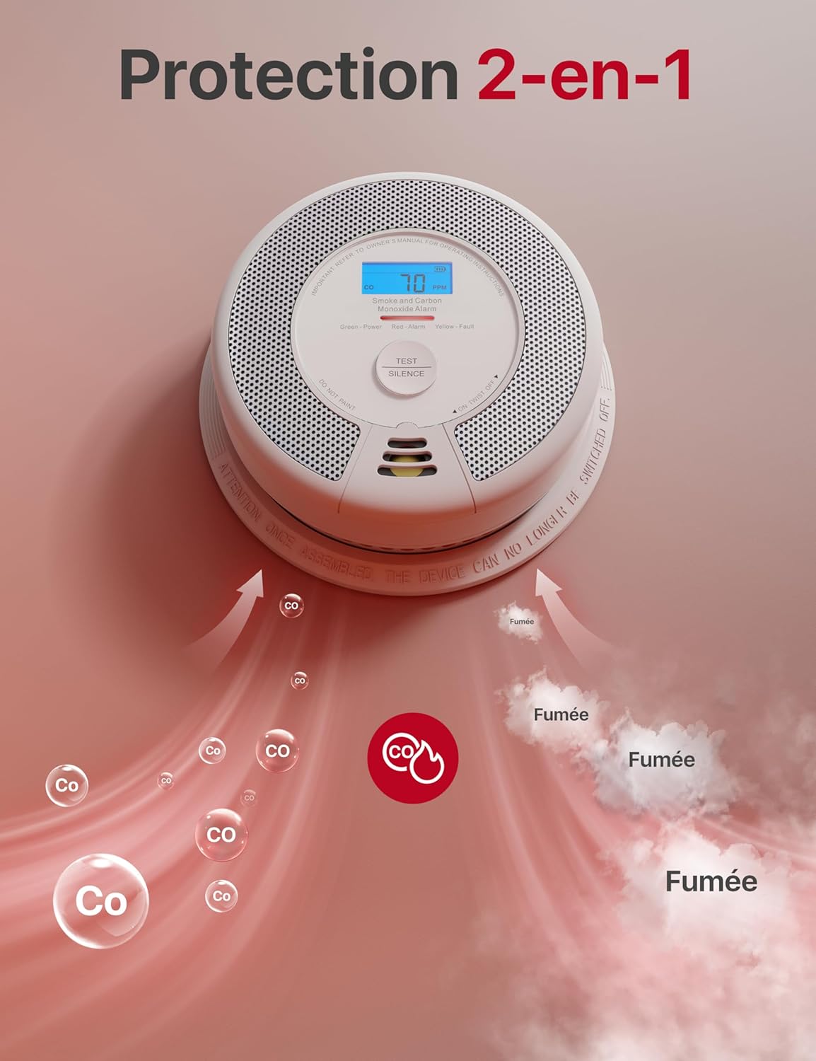 X-Sense Détecteur de Fumée et de Monoxyde de Carbone Connecté avec Batterie Remplaçable, Détecteur Intelligent Compatible avec X-Sense Home Security App, SC07-WX, Lot de 2 2 Détecteurs Wi-Fi Connecté Direct