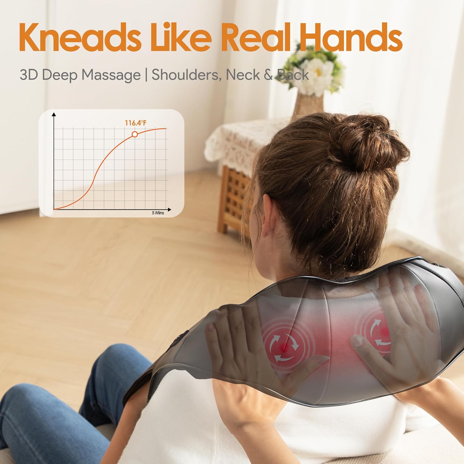 Masseur Dos et Cervicales, Masseur Cervical Thermique 3D, Massage pour le Dos pour Soulager Les Douleurs Musculaires, Cuir Pu, Cadeaux pour Femmes et Hommes