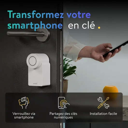 Smart Lock Go (2025) avec Bluetooth & Matter, serrure connectée transformant votre smartphone en clé, installation facile sans changer de cylindre – Smart Lock Smart Lock 2025