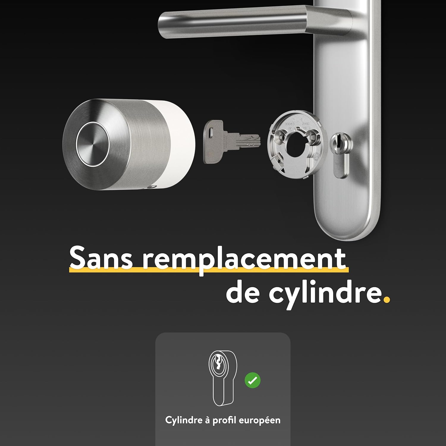Smart Lock Pro avec Bluetooth, WiFi & Matter, Intégration maison connectée facile, Serrure électronique pour verrouillage distant, facile à installer en rétrofit sans changer de cylindre