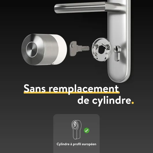 Smart Lock Pro avec Bluetooth, WiFi & Matter, Intégration maison connectée facile, Serrure électronique pour verrouillage distant, facile à installer en rétrofit sans changer de cylindre