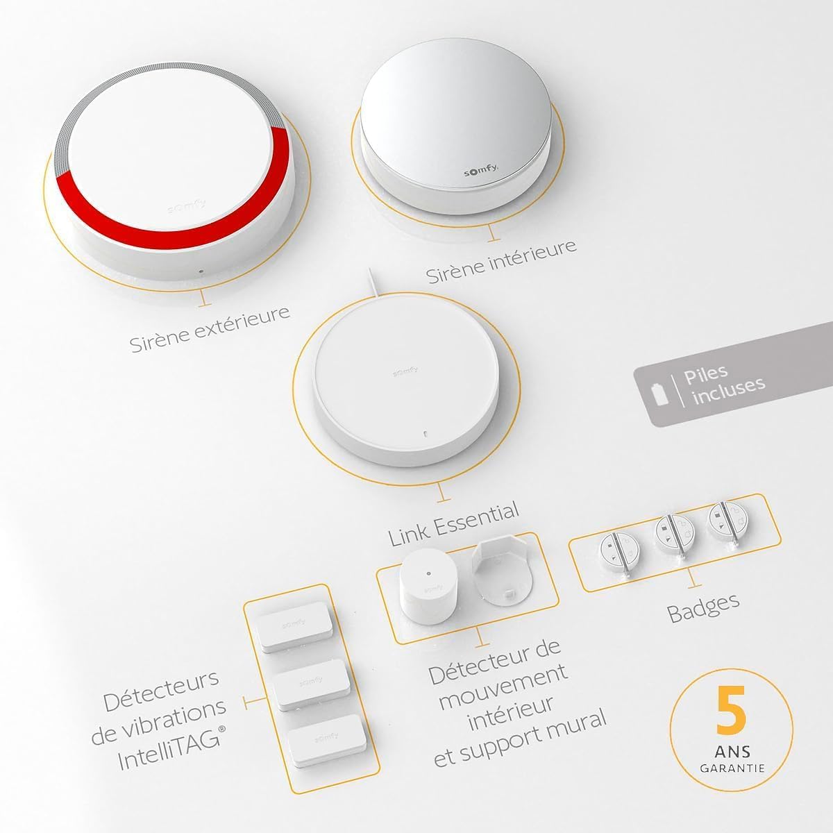 1875281 - Home Alarm Essential Plus, Alarme Maison connectée WiFi, Détection Avant Intrusion, Compatible avec Alexa, Google Assistant et Tahoma, Système évolutif, Télésurveillance optionnelle Idéal Maison 3 personnes - Sirène Ext.