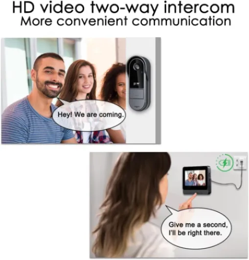 Sonnette sans Fil avec Caméra 1080P Étanche IP67, Visiophone Vidéo Extérieur avec Écran 4.3", Angle de Vision 170°, Vision Nocturne, Interphone Vidéo pour Maison, sans WiFi et APP Visiophone Écran 170°