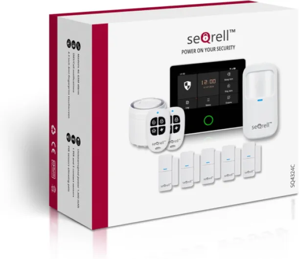 Système Alarme Maison sans Fil WiFi et GSM 4G sans Abonnement, Kit d'alarme Anti-Intrusion avec Écran Tactile et Batterie 1500 mAh - Application Tuya Smart Life, Alexa, SQ4324C Alarme Sq4324c N