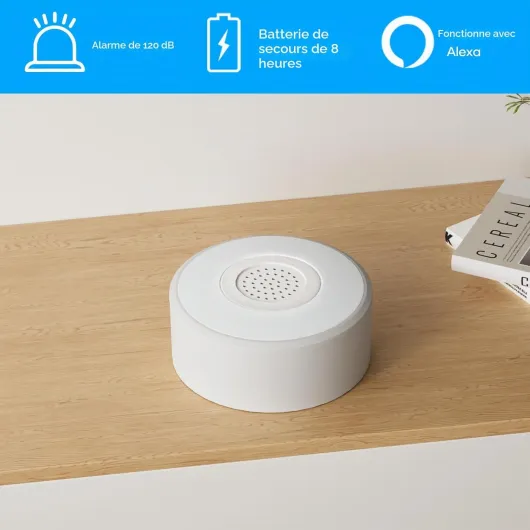 Alarme Maison sans Fil Intelligent WiFi - Alarme de Porte, 1 Alarme avec Sirène, 5 Capteurs de Fenêtre et de Porte, 2 Télécommande, Compatible avec Alexa, Google Assistant A - 8-piece System (W2)